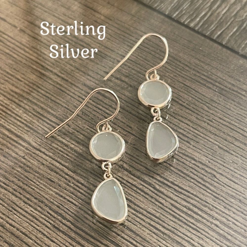 Elegant Silver and White Dangle Earrings